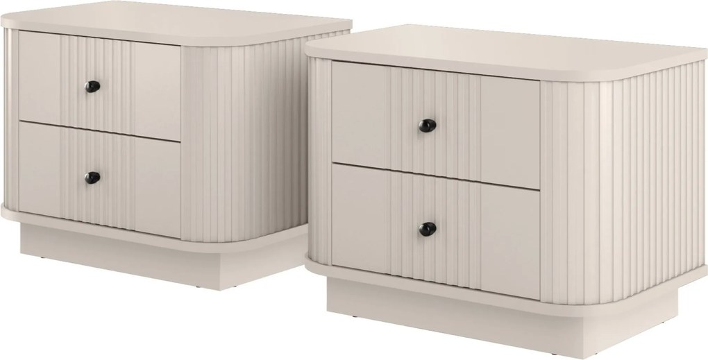 Set de noptiere Vesper 56 cm cu mânere negre - culoare cașmir