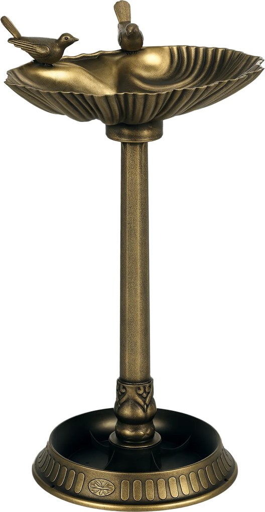 Outsunny Baie pentru păsări de grădină exterior 81 cm cu design în formă de scoică și finisaj patinat, ușoară și rezistentă, bronz | Aosom Romania