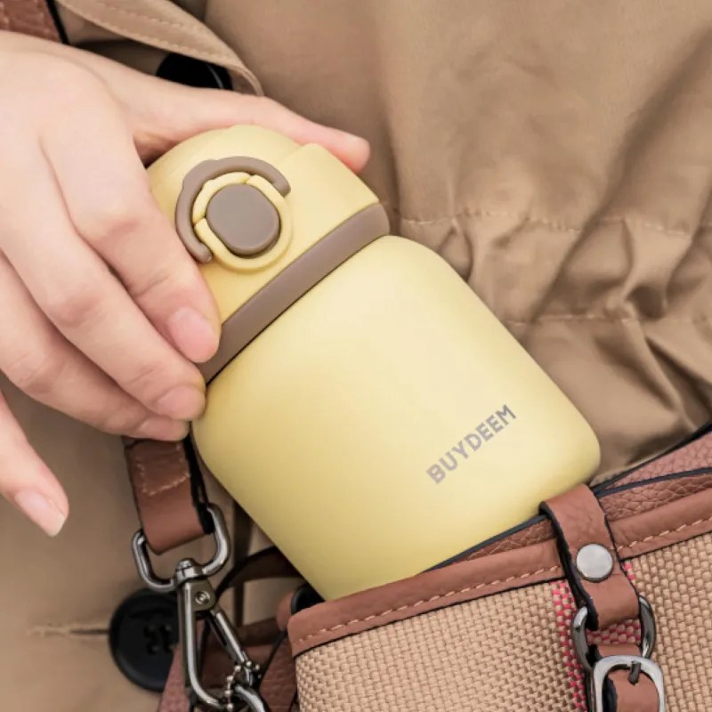 Termos BUYDEEM TAN200, 200 ml, Capac cu infiletare etansa, Otel inoxidabil, Galben