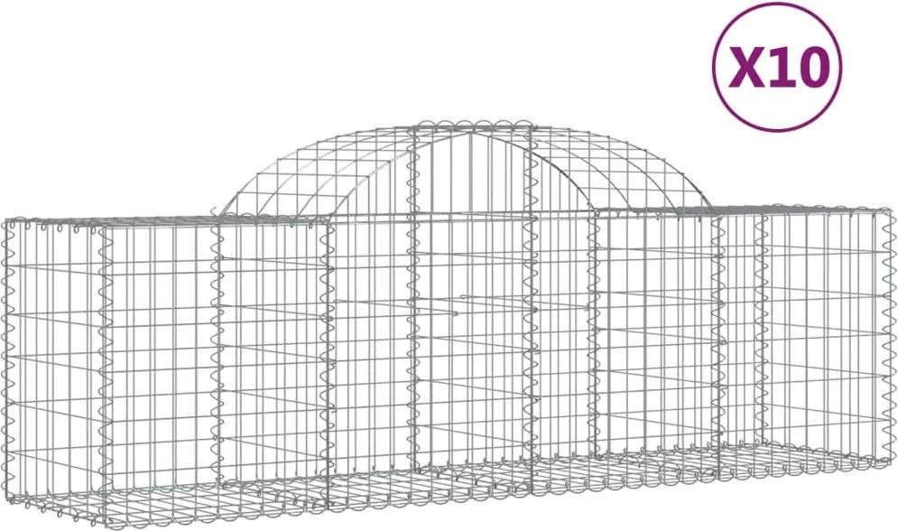 vidaXL Coșuri gabion arcuite 10 buc, 200x50x60/80 cm, fier galvanizat