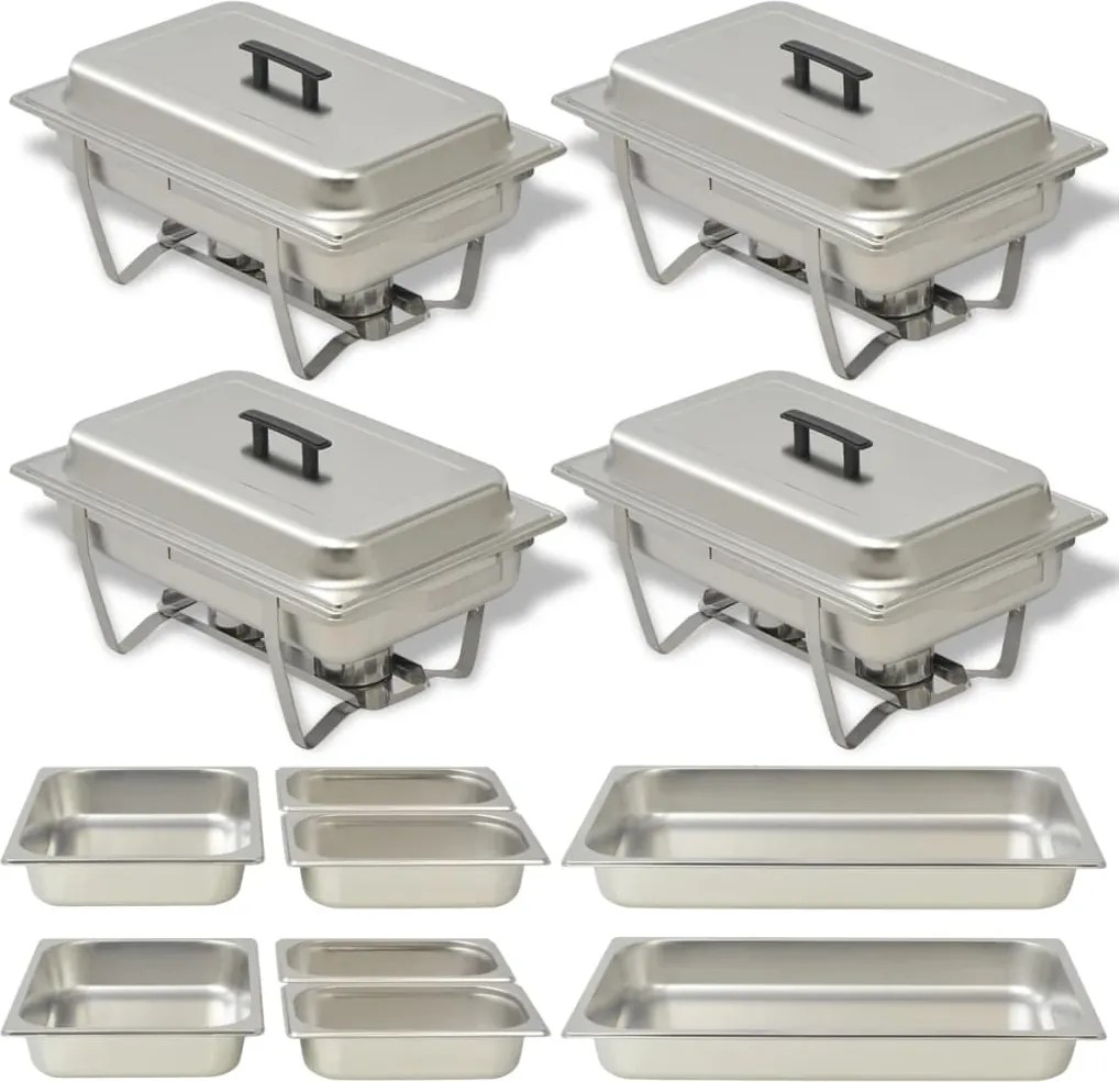 vidaXL Set vase încălzire mâncare, 4 piese, oțel inoxidabil