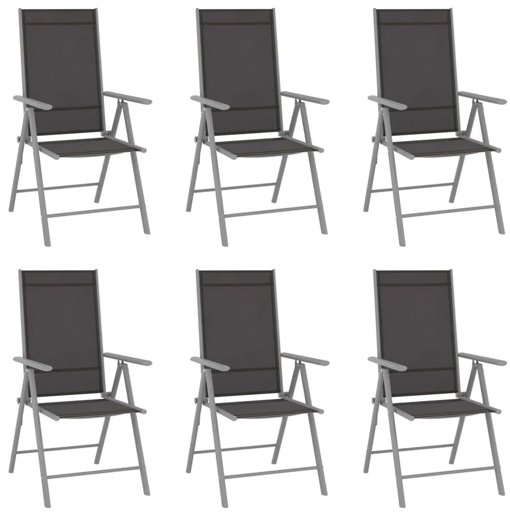 vidaXL Scaune de grădină pliante, 6 buc., negru, textilenă
