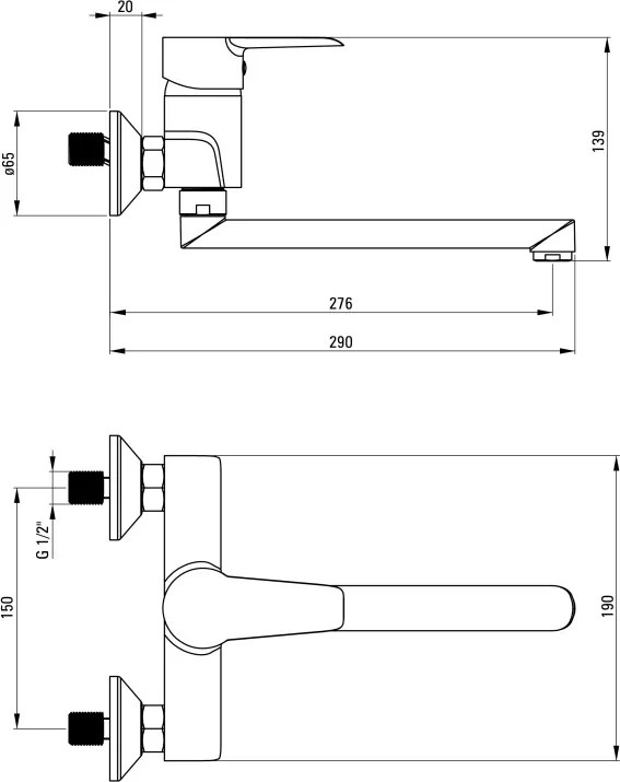 Corio Baterie pentru bucătărie, montare pe perete - ECO-cartuș Finisaj: Crom BFCE080M