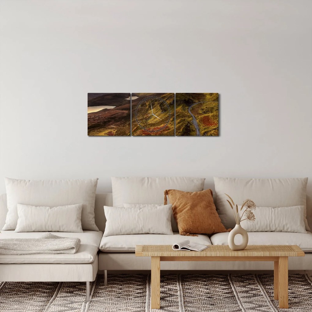 Tablou cu munții din Scoția (cu ceas) (90x30 cm)