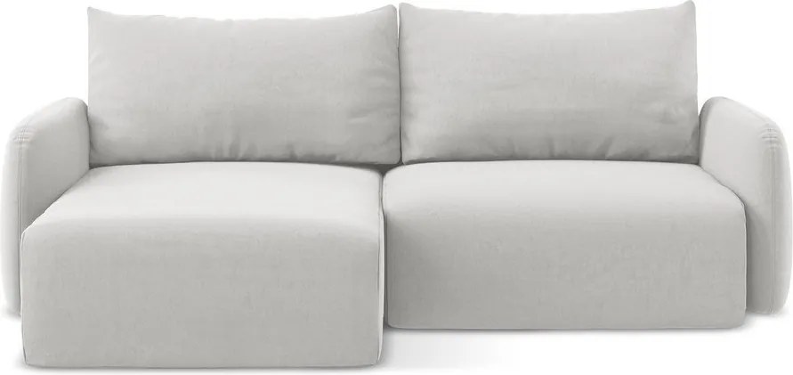 Colțar gri deschis extensibil/cu spațiu de depozitare cu tapițerie din catifea (cu colț pe partea stângă/cu șezlong) Kalena – Makamii