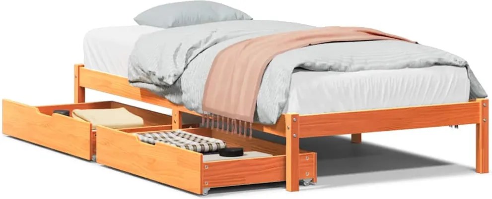 vidaXL Cadru pat fără saltea, maro ceruit, 90x190 cm, lemn masiv pin