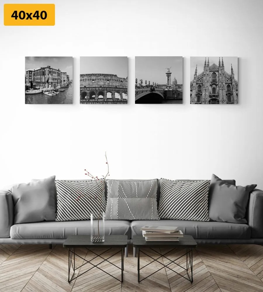 Set tablouri orașe istorice în design alb-negru