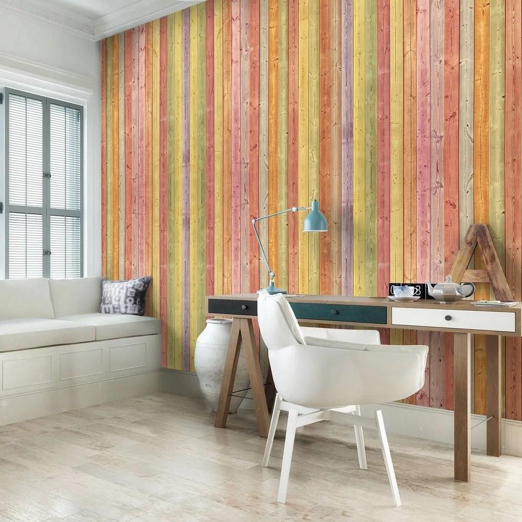 Fototapet - Textura - Scăndura colorată (152,5x104 cm)