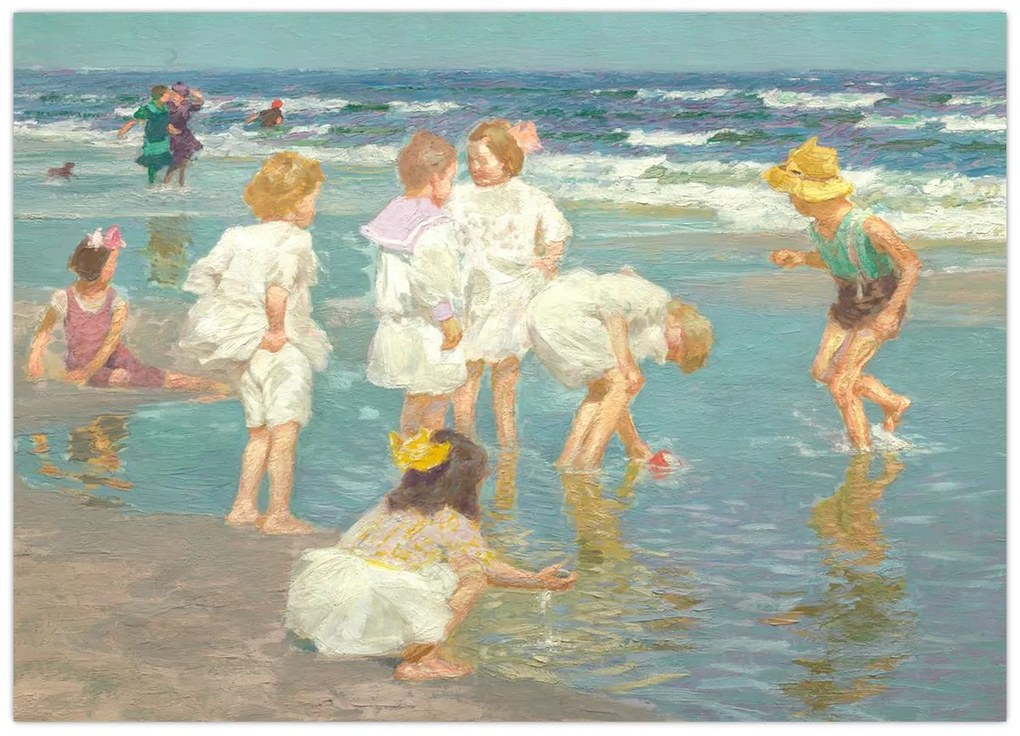 Tablou pe sticlă - Edward Henry Potthast, A Holiday, reproducere (70x50 cm)
