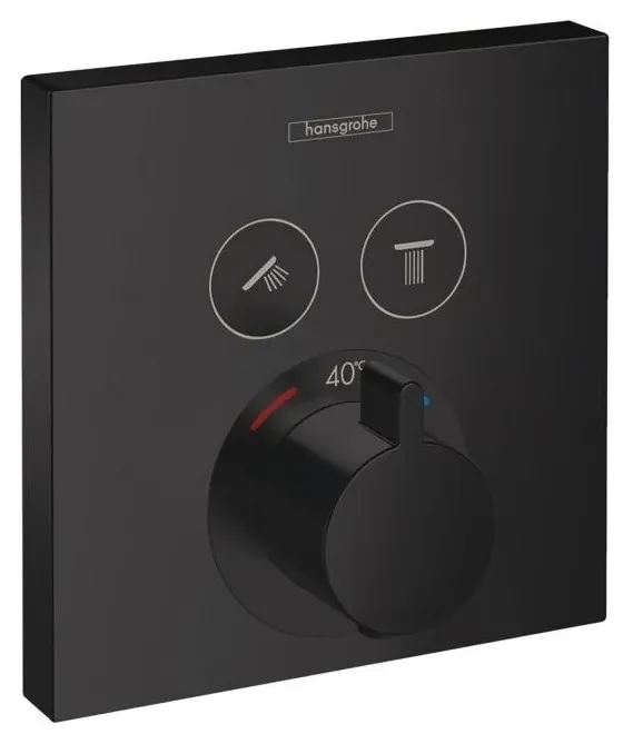 Baterie dus incastrata Hansgrohe ShowerSelect negru mat 2 functii