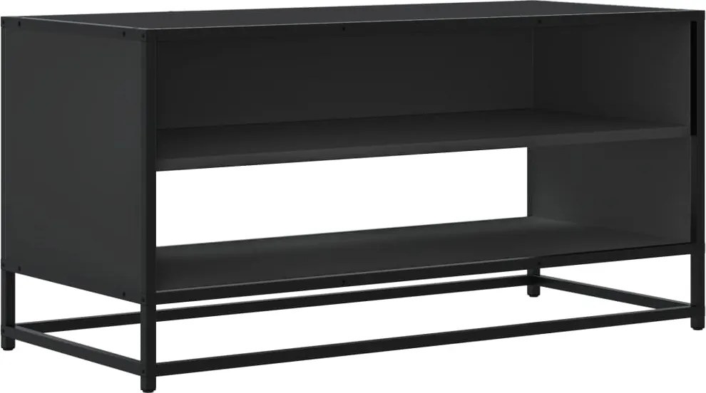 vidaXL Dulap TV, negru, 91x40x46 cm, lemn prelucrat și metal