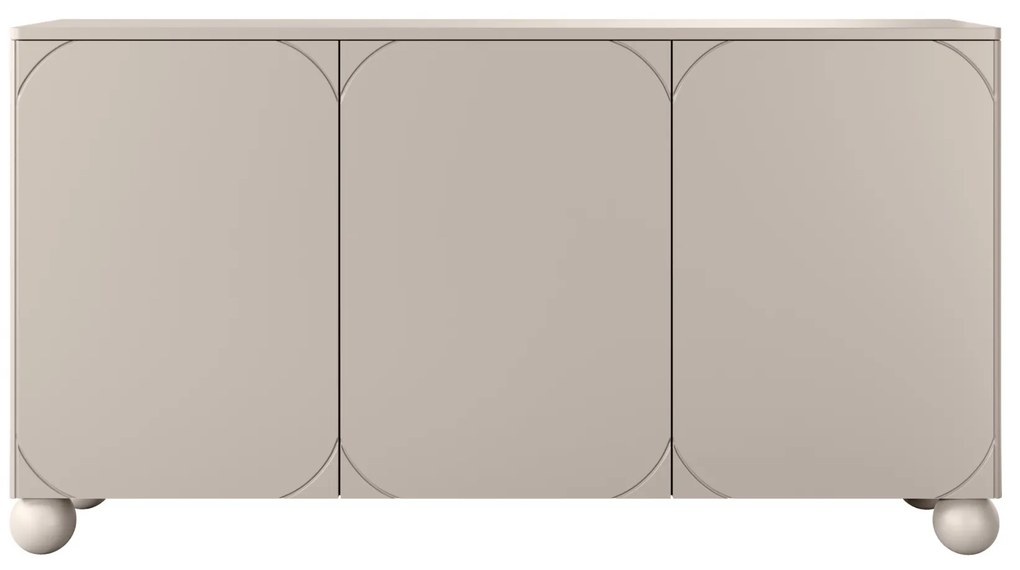 Comodă cu trei uși pe picioare rotunde Sonatia II 150 cm - cașmir