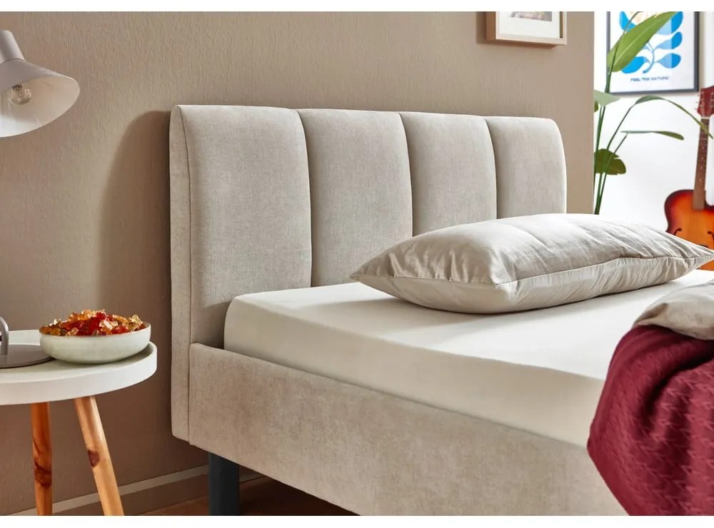 Pat matrimonial bej tapițat fără somieră 140x200 cm Joker – Meise Möbel