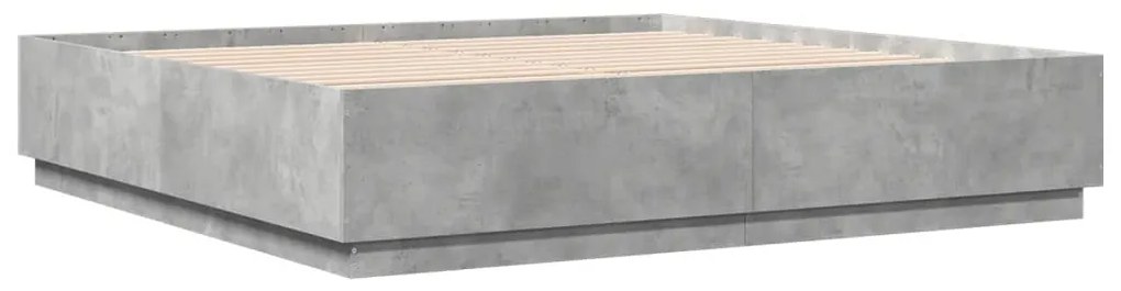 3209677 vidaXL Cadru de pat, gri beton, 200x200 cm, lemn prelucrat