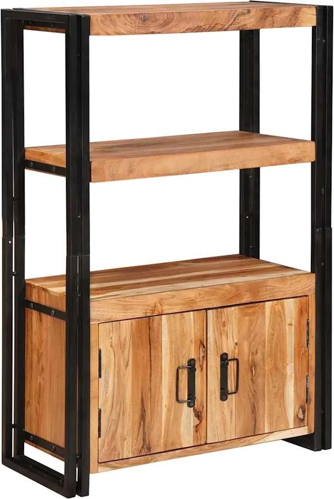 vidaXL Raft cu uși Maro 72 x 33 x 110 cm Lemn masiv de acacia și metal