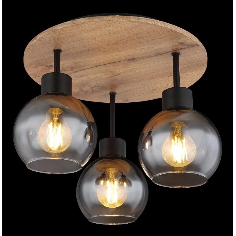 Plafoniera 3L design industrial Moitas negru, maro