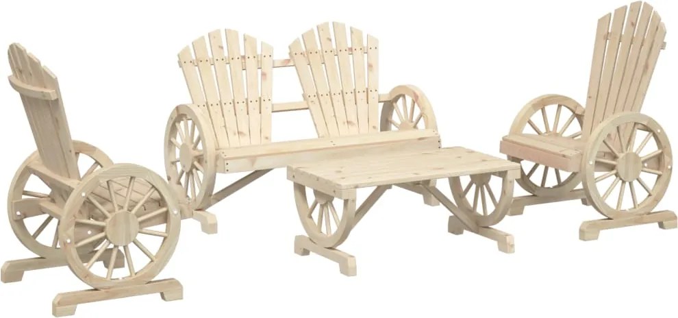 vidaXL Set mobilier de grădină, 4 piese, lemn masiv de brad