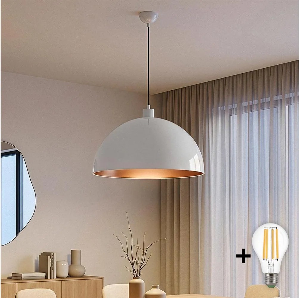 Brilagi - Lustru LED suspendat pe cablu METALO 1xE27/40W/230V Ø 60 cm alb/cupru