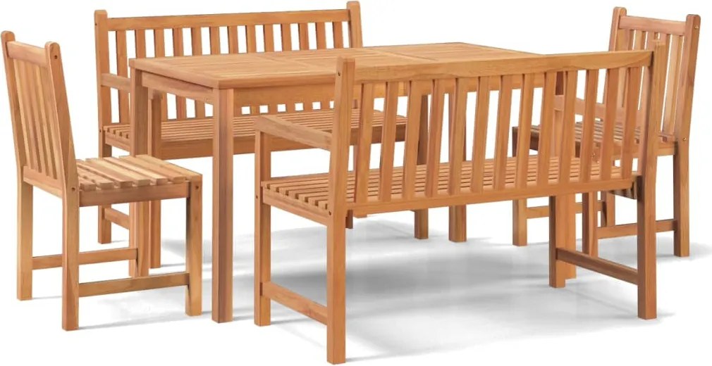 vidaXL Set de sufragerie de grădină, lemn masiv de tec, 5 piese