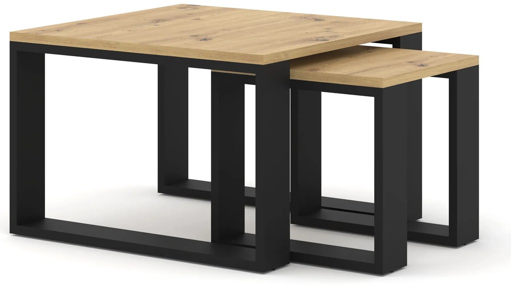 Set măsuțe cafea Nulakka (Stejar artisan + Negru). 1124967