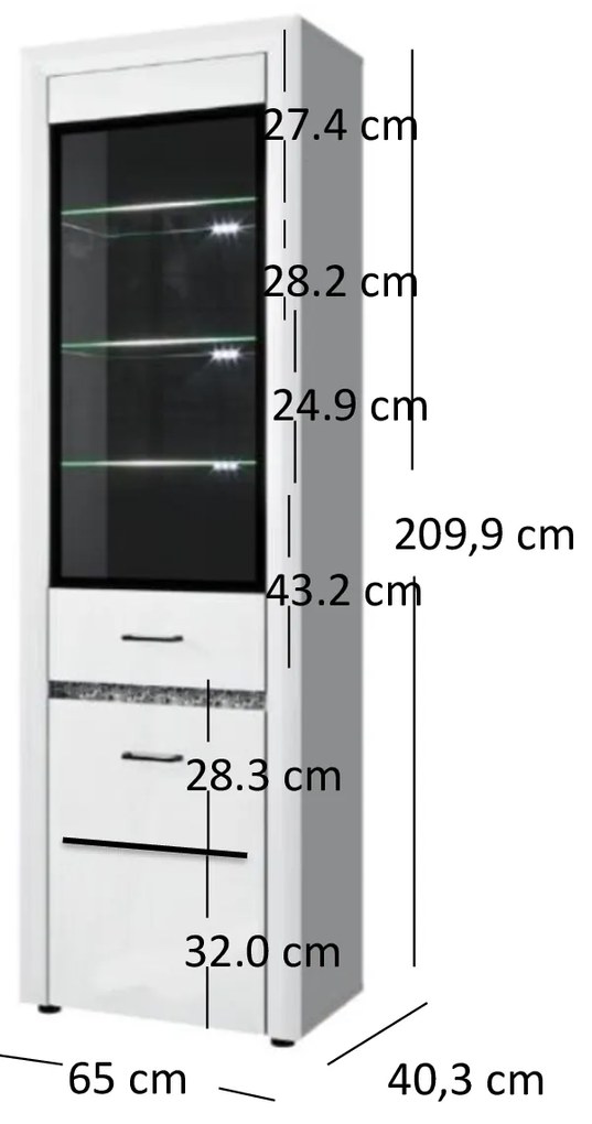Vitrină Wanetta (alb lucios). 1053372