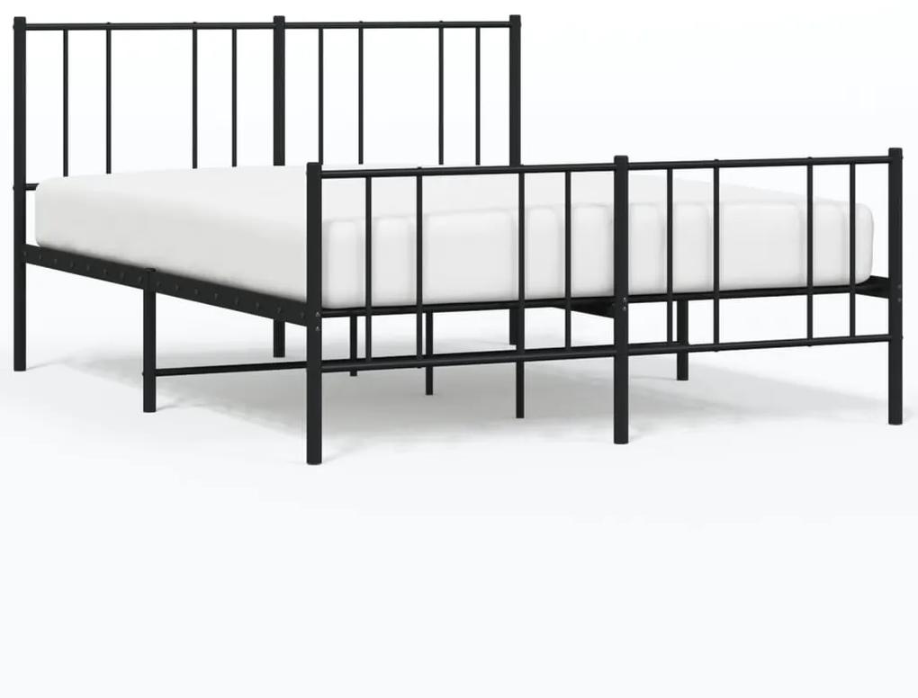 352500 vidaXL Cadru pat metalic cu tăblie de cap/picioare, negru, 150x200 cm
