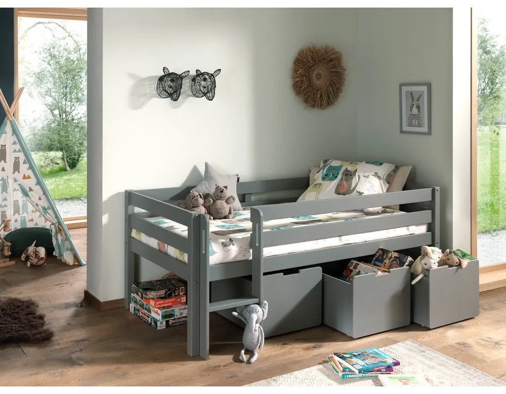 Sertare pentru sub pat de copii gri 3 buc. Pino – Vipack