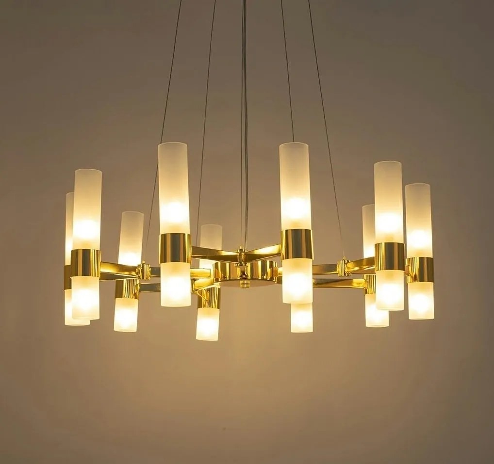 Lustra suspendata design minimalist Tub 10 auriu