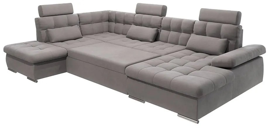 Colțar gri extensibil, cu spațiu de depozitare (cu colț pe partea stângă, în formă de "U") Merkur – Ropez