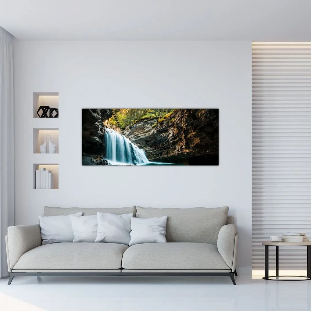 Tablou cu cascada de pădure (120x50 cm)