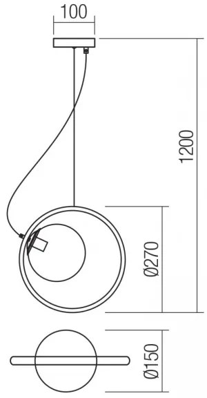 Lustră pe cablu KLEIDI 1xE14/28W/230V d. 27 cm negru Redo 01-2320
