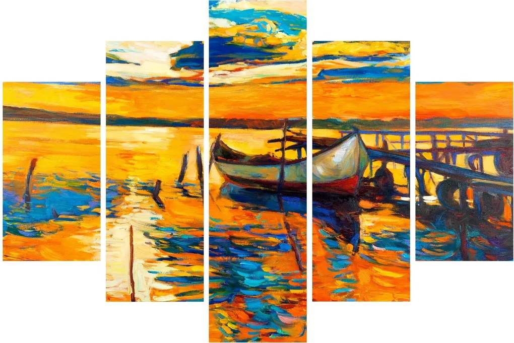 Tablou - Barca la apus de soare (150x105 cm)