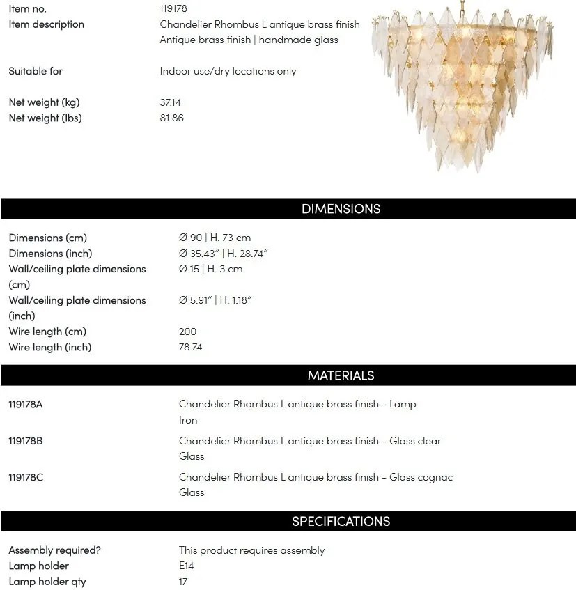 Candelabru LUX, Sticla Realizata Manual, Rhombus L