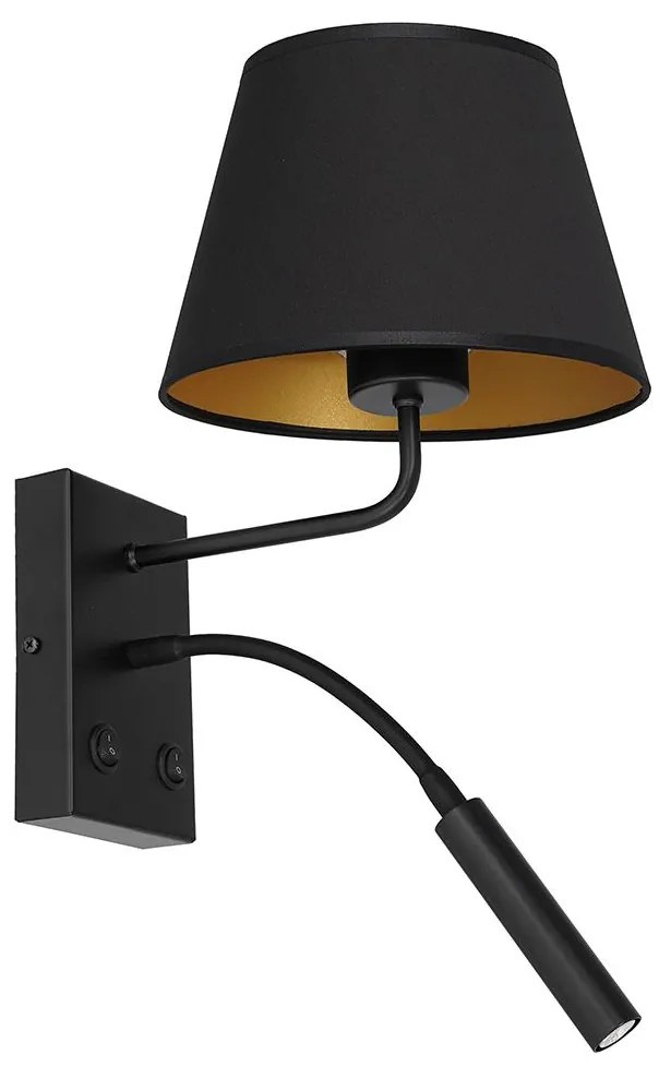 Lampă de perete ARDEN 1xE27/60W/230V + 1xG9/8W neagră/aurie