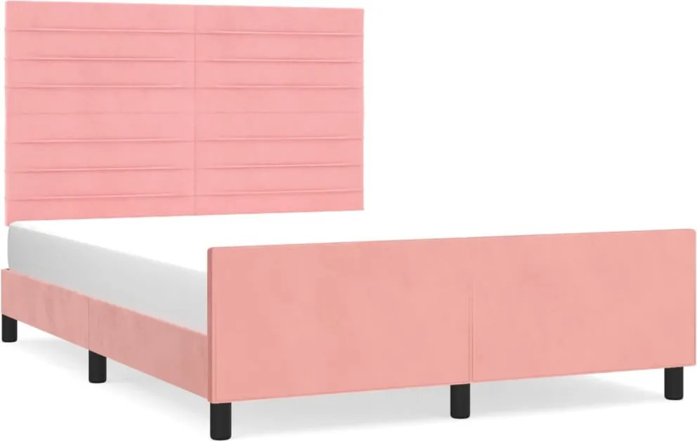 vidaXL Cadru de pat cu tăblie, roz, 140x200 cm, catifea
