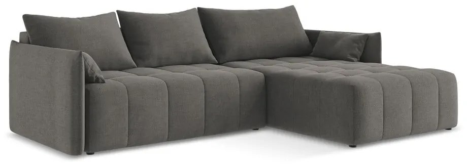 Colțar gri închis extensibil/cu spațiu de depozitare (cu colț pe partea dreaptă/cu șezlong) Moku – Makamii