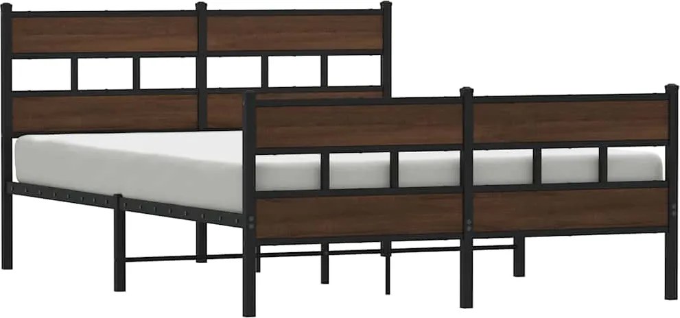 vidaXL Cadru de pat metalic fără saltea, stejar maro, 160x200 cm