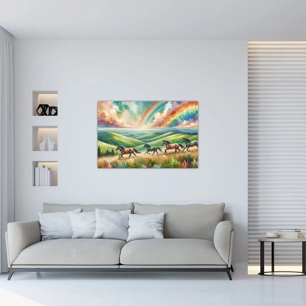 Tablou – Cai galopând prin peisaj (90x60 cm)