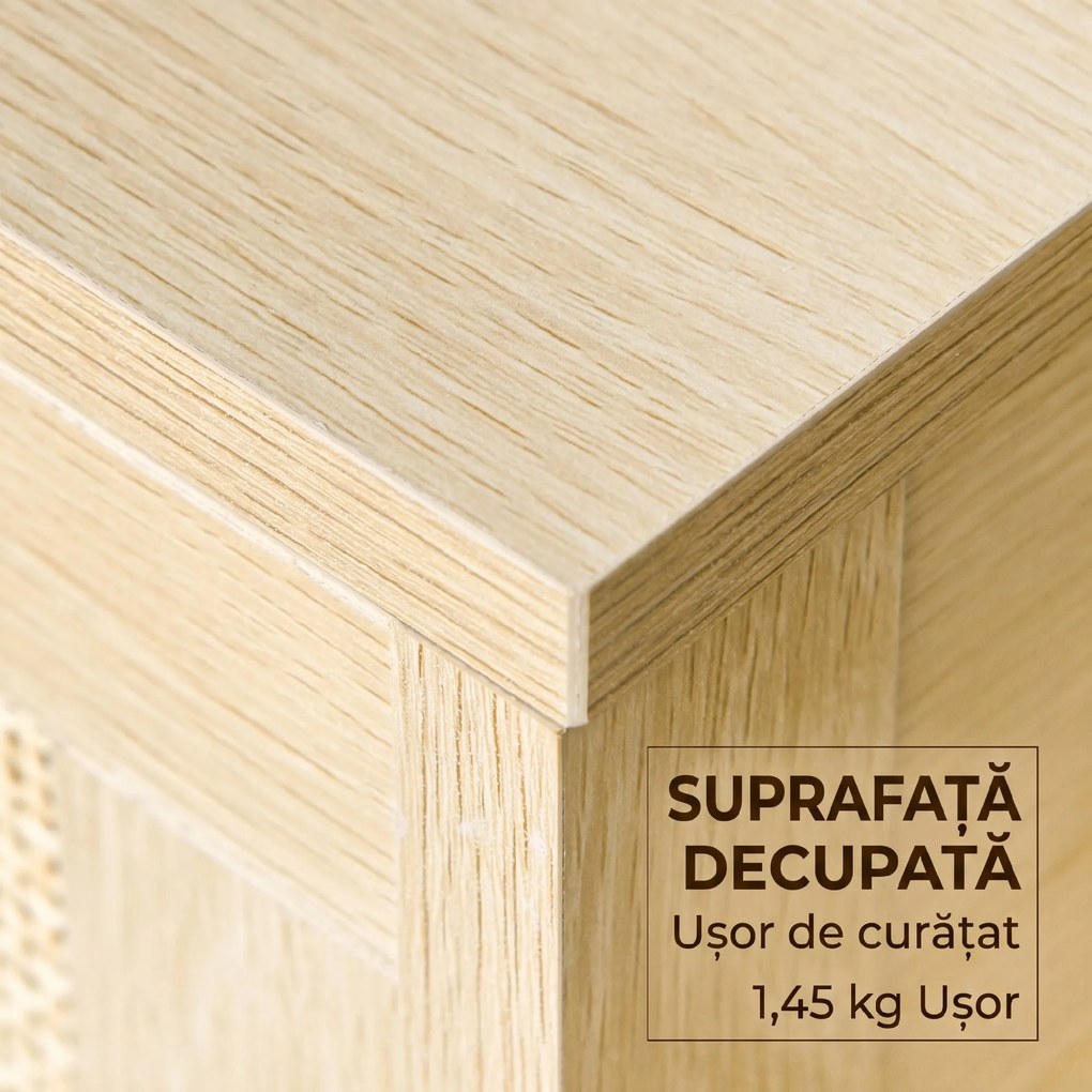 HOMCOM Noptieră Modernă din MDF, Design cu Sertar și Raft pentru Depozitare, 40x40x48 cm, Culoare Lemn Natur | Aosom Romania