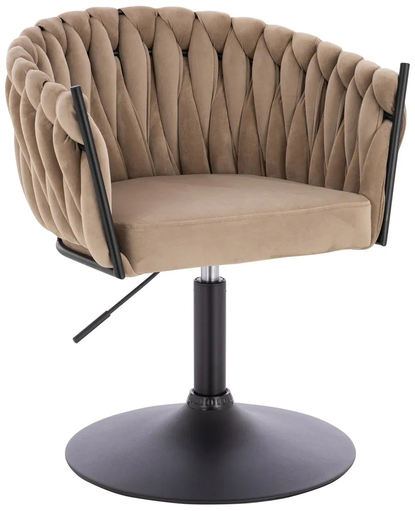 HR750N Scaun Latte din Catifea cu Bază Neagră