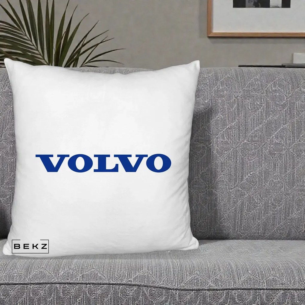 Perna Personalizata cu emblema Volvo, 40x40 cm, Alb Pufos, Husa Detasabila, Perna Inclusa, BEKZ®