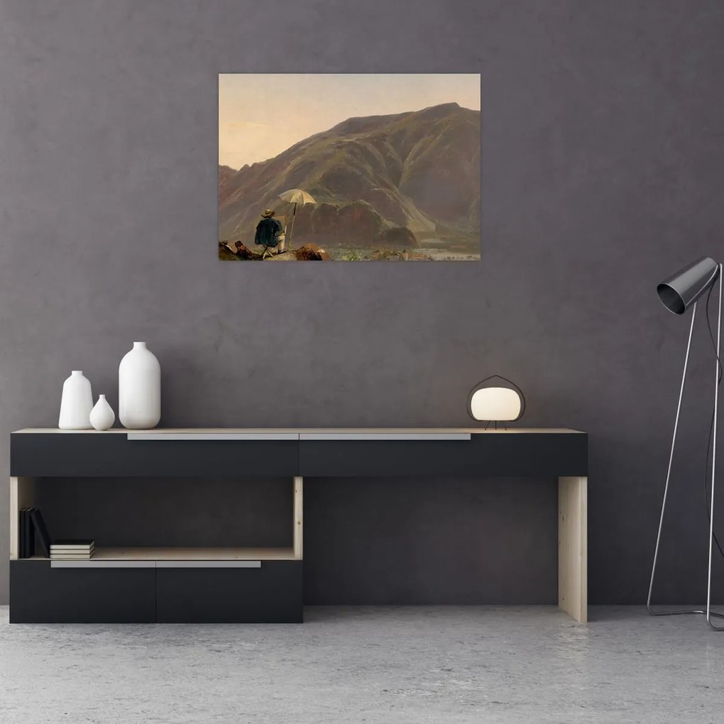 Tablou - Jules Coignet, View of Bozen with a Painter, reproducere (70x50 cm)
