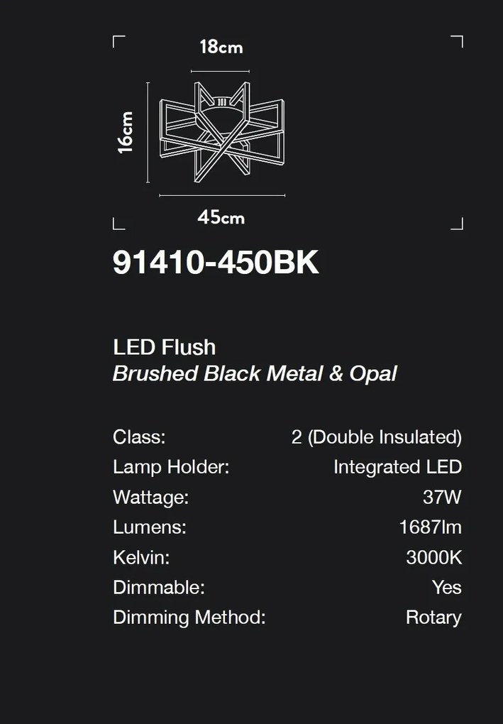 Plafoniera LED design modern Belle negru D-45cm