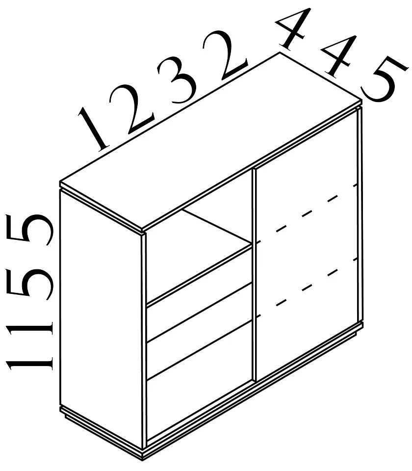 Dulap mediu Creator 123,2 x 44,5 x 115,5 cm, antracit / alb