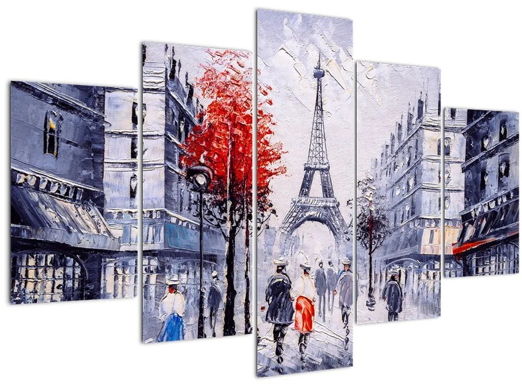 Tablou - Străzi din Paris, pictură în ulei (150x105 cm)
