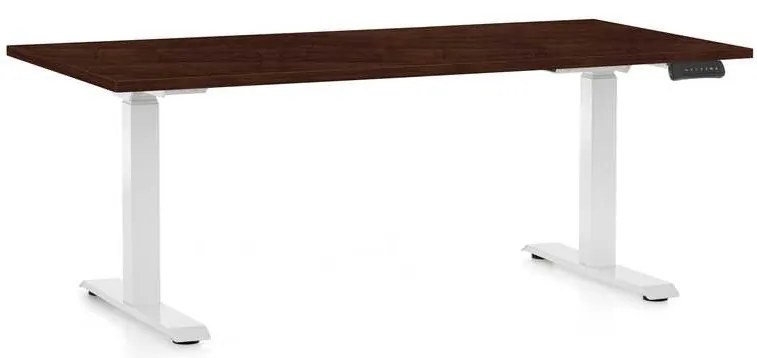 Masă înălțime reglabilă OfficeTech C, 160 x 80 cm, picioare albe, wenge