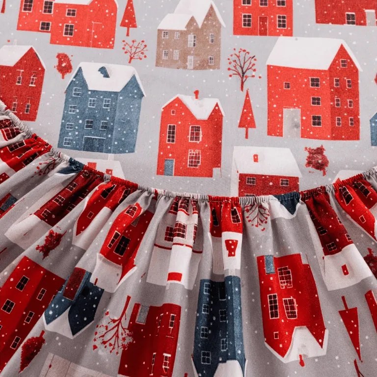 Cearsaf din microfibra WINTER COTTAGE gri 180x200 cm