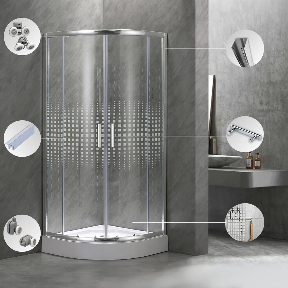Cabină de duș Spirit Matrix curbată de calitate 80x80x194 cm, cu cădiță de duș acrilică ranforsată