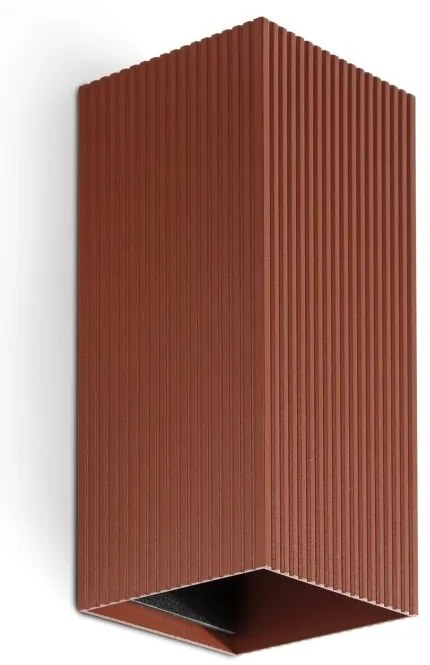 Aplica perete aluminiu striat terracotta, 2xGU10, LUNE square
