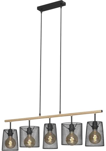 Brilo 4078-054 - Candelabru pe cablu WOOD & STYLE 5xE27/60W/230V
